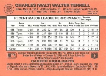 1990 Donruss #309 Walt Terrell Back