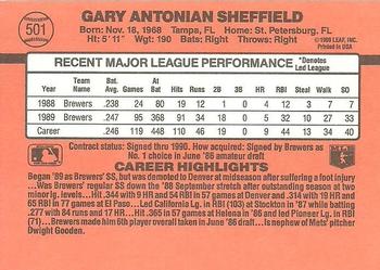 1990 Donruss #501 Gary Sheffield Back