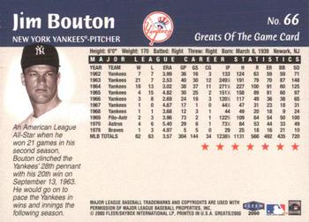 2000 Fleer Greats of the Game #66 Jim Bouton Back