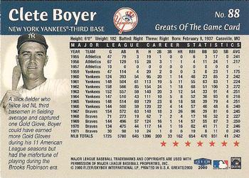 2000 Fleer Greats of the Game #88 Clete Boyer Back