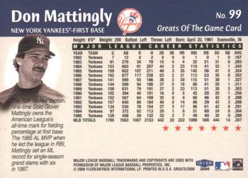 2000 Fleer Greats of the Game #99 Don Mattingly Back