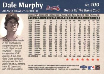 2000 Fleer Greats of the Game #100 Dale Murphy Back
