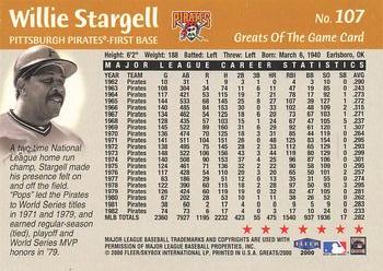 2000 Fleer Greats of the Game #107 Willie Stargell Back