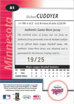 2002 Leaf Certified - Mirror Gold #81 Michael Cuddyer Back