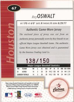 2002 Leaf Certified - Mirror Red #67 Roy Oswalt Back