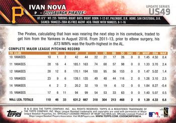 2016 Topps Update - Black & White Negatives #US49 Ivan Nova Back