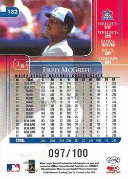 2002 Leaf Rookies & Stars - Longevity #132a Fred McGriff Back