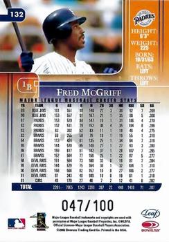 2002 Leaf Rookies & Stars - Longevity #132d Fred McGriff Back