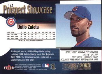 2000 Fleer Showcase #122 Julio Zuleta Back