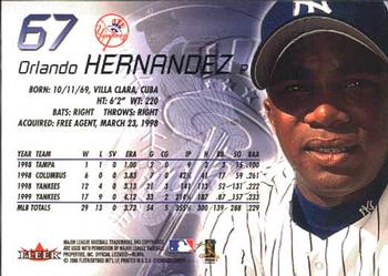 2000 Fleer Showcase #67 Orlando Hernandez Back