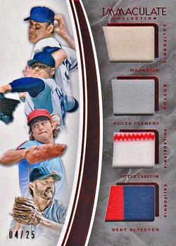 2016 Panini Immaculate Collection - Immaculate Quad Players Red #IQP-RC Nolan Ryan / Roger Clemens / Bert Blyleven / Steve Carlton Front