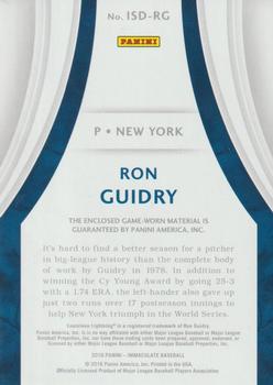 2016 Panini Immaculate Collection - Immaculate Standard Red #ISD-RG Ron Guidry Back