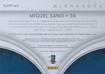 2016 Panini Immaculate Collection - Rookie Autograph Premium Patch #RAPP-MS Miguel Sano Back