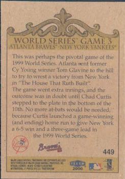 2000 Fleer Tradition #449 World Series Game 3 (Braves/Yankees) Back