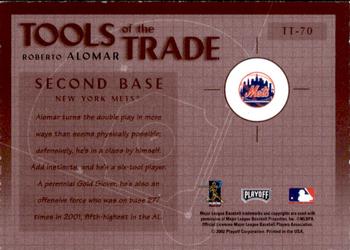 2002 Playoff Absolute Memorabilia - Tools of the Trade #TT-70 Roberto Alomar  Back
