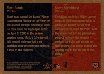 2000 Fleer Tradition Update #U53 Matt Blank / Scott Strickland Back