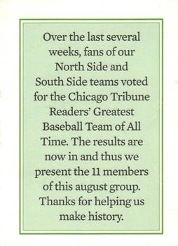 2016 Chicago Tribune Greatest Baseball Team Of All Time: Best of the Cubs and Sox #NNO Title Card Back
