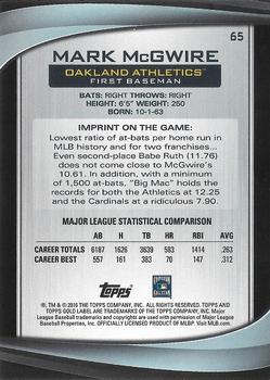2016 Topps Gold Label - Class 3 #65 Mark McGwire Back