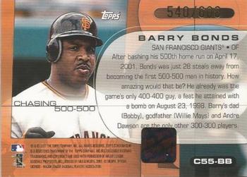 2002 Stadium Club - Chasing 500-500 #C55-BB Barry Bonds Back