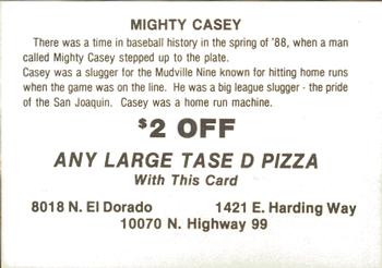 1983 TaseD Pizza Mudville Nine Stockton Ports #NNO Mighty Casey Back