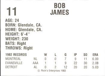 1983 Dog N Shake Wichita Aeros #11 Bob James Back