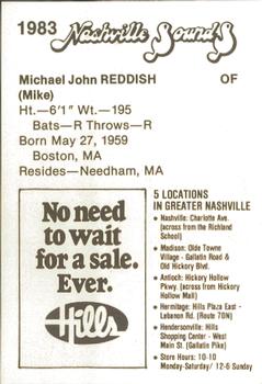 1983 Hills Nashville Sounds #NNO Mike Reddish Back