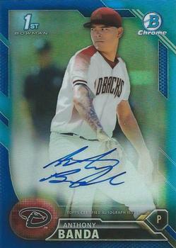 2016 Bowman Chrome - Prospects Autographs Blue Refractor #CPA-ABA Anthony Banda Front