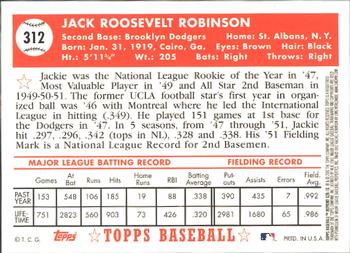 2002 Topps - 1952 Reprints #52R-10 Jackie Robinson Back