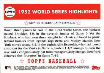2002 Topps - 1952 World Series Highlights #52WS-6 Stengel Congratulates Reynolds Back