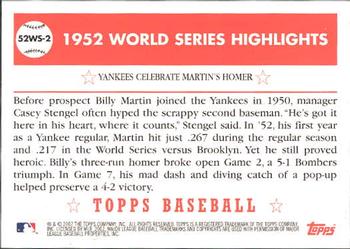 2002 Topps - 1952 World Series Highlights #52WS-2 Yankees Celebrate Martin's Homer Back