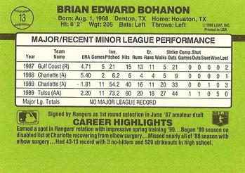 1990 Donruss The Rookies #13 Brian Bohanon Back