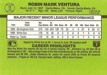 1990 Donruss The Rookies #15 Robin Ventura Back