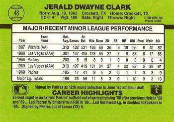 1990 Donruss The Rookies #48 Jerald Clark Back