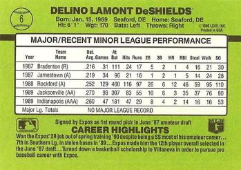 1990 Donruss The Rookies #6 Delino DeShields Back
