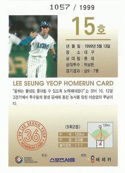 1999 Teleca Seung Yeop Lee Homerun Card #15 Seung-Yeop Lee Back