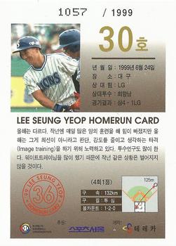 1999 Teleca Seung Yeop Lee Homerun Card #30 Seung-Yeop Lee Back