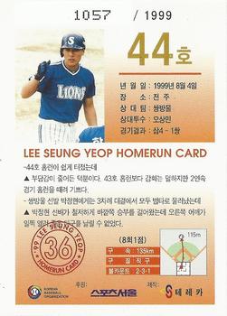 1999 Teleca Seung Yeop Lee Homerun Card #44 Seung-Yeop Lee Back