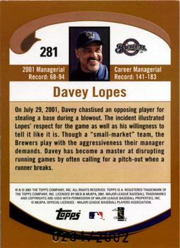 2002 Topps - Gold #281 Davey Lopes Back