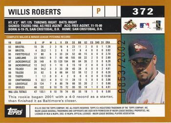 2002 Topps - Gold #372 Willis Roberts Back