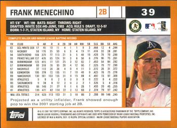 2002 Topps - Home Team Advantage #39 Frank Menechino  Back