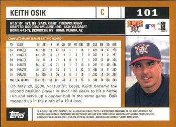 2002 Topps - Home Team Advantage #101 Keith Osik  Back