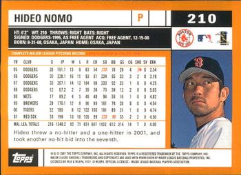 2002 Topps - Home Team Advantage #210 Hideo Nomo  Back