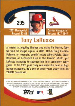 2002 Topps - Home Team Advantage #295 Tony Larussa  Back