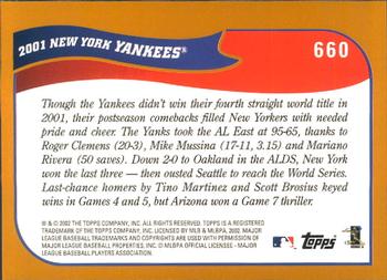 2002 Topps - Home Team Advantage #660 New York Yankees Back
