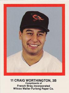 1989 French/Bray Baltimore Orioles #NNO Craig Worthington Front