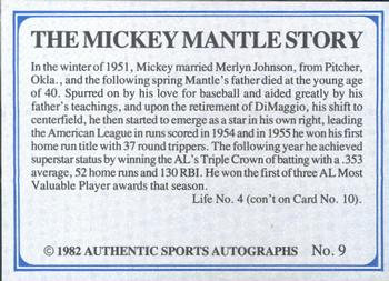 1982 ASA The Mickey Mantle Story - Autographed Blue Back #9 Mickey Mantle Back