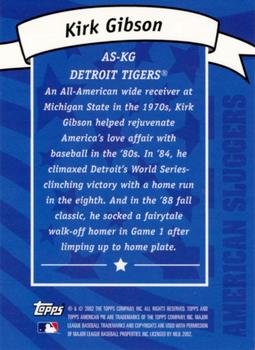 2002 Topps American Pie Spirit of America - American Sluggers Blue #AS-KG Kirk Gibson Back
