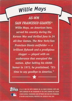 2002 Topps American Pie Spirit of America - American Sluggers Blue #AS-WM Willie Mays Back