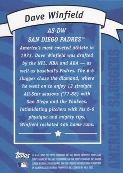 2002 Topps American Pie Spirit of America - American Sluggers Red #AS-DW Dave Winfield Back