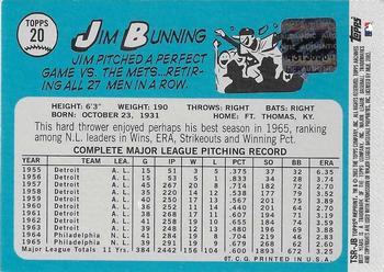 2002 Topps Archives - Seat Relics #TSR-JB Jim Bunning Back